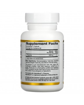 California Gold Nutrition, AlphaWave, L-теанин, поддерживает расслабление и спокойную концентрацию, 200 мг, 60 растительных капсул